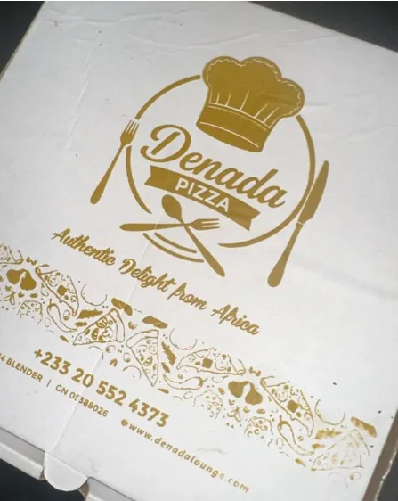 Denada Pizza branded packaging